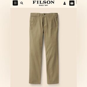 Filson Draftsman Pants, distressed khaki. Men’s size 30/32